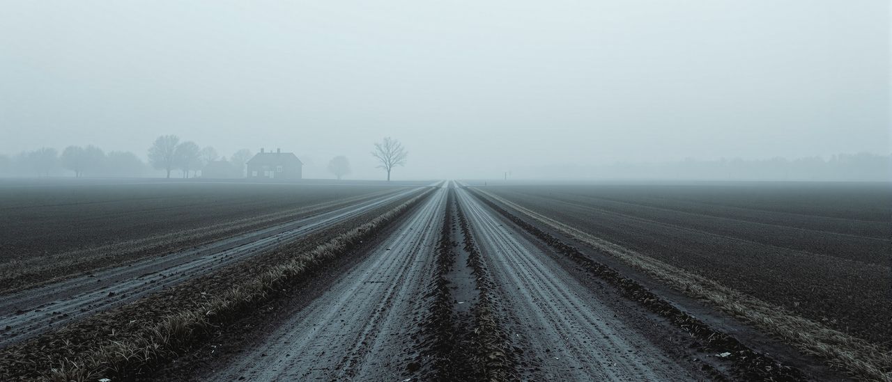 Ein Feldweg, der im Nebel verläuft — man sieht die Spuren, aber noch nicht, wohin sie führen.